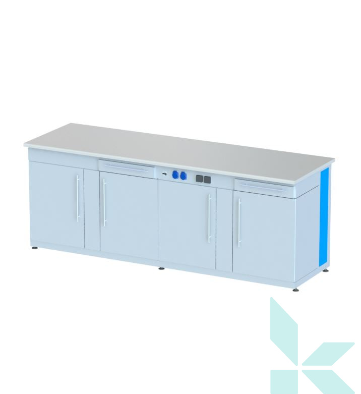 Стол лабораторный демонстрационный, с электрикой и тумбами, 2400х750х900 мм